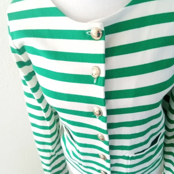 TABLOTS Kelly Green Striped Cotton Cardigan Jacket | XS - Picture 4 of 9